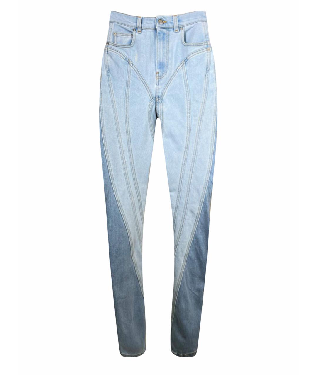 MUGLER Голубые хлопковые прямые джинсы, фото 1