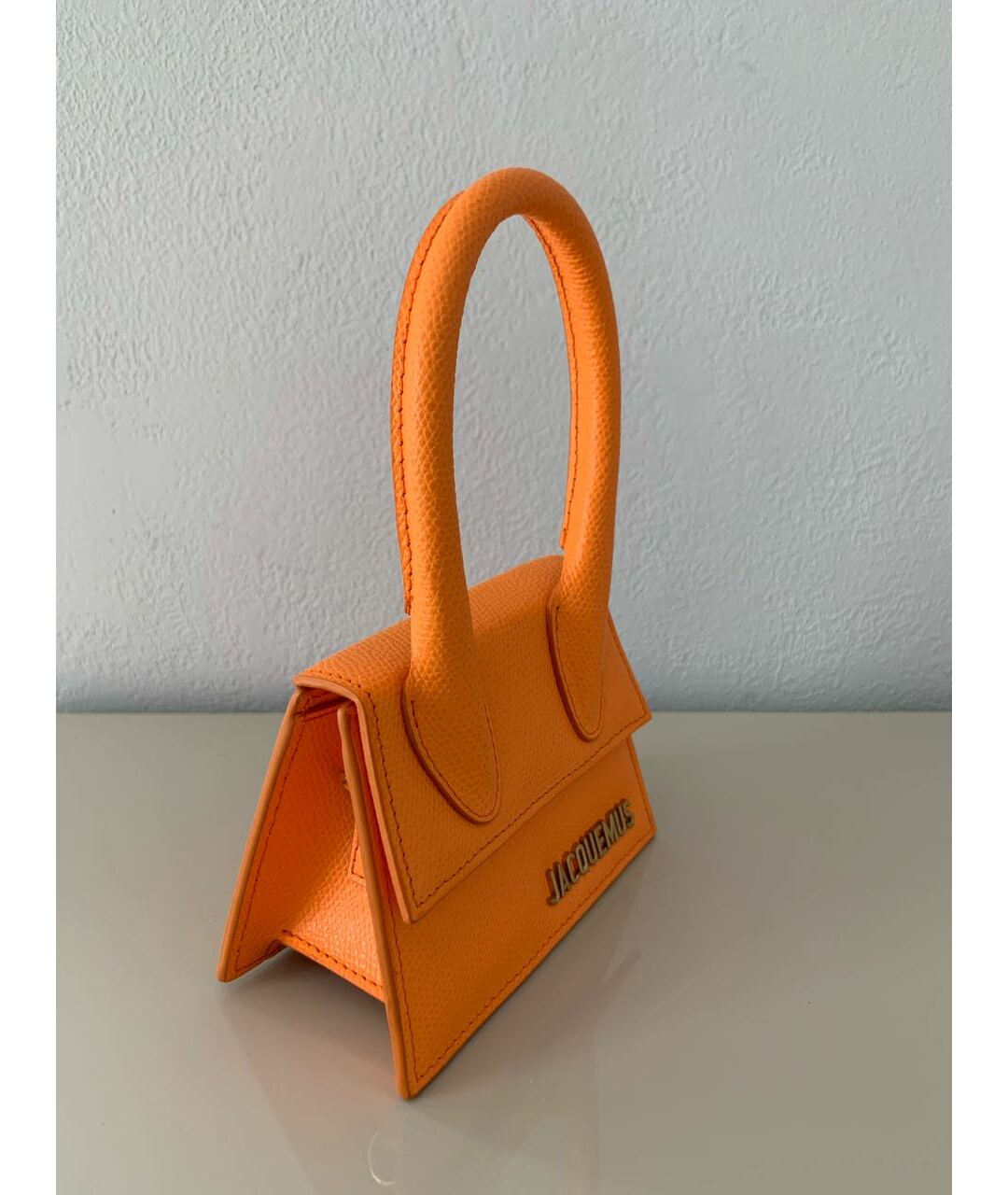 JACQUEMUS Оранжевая кожаная сумка тоут, фото 2