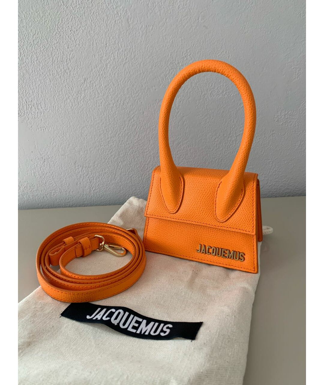 JACQUEMUS Оранжевая кожаная сумка тоут, фото 6