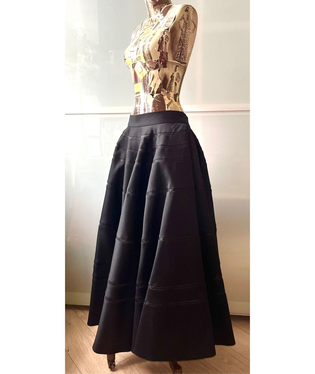 THOM BROWNE Черная шерстяная юбка макси, фото 2