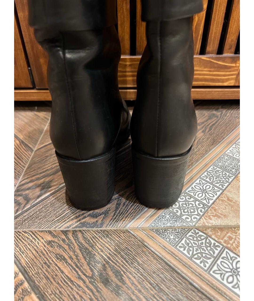CHANEL PRE-OWNED Черные кожаные сапоги, фото 4