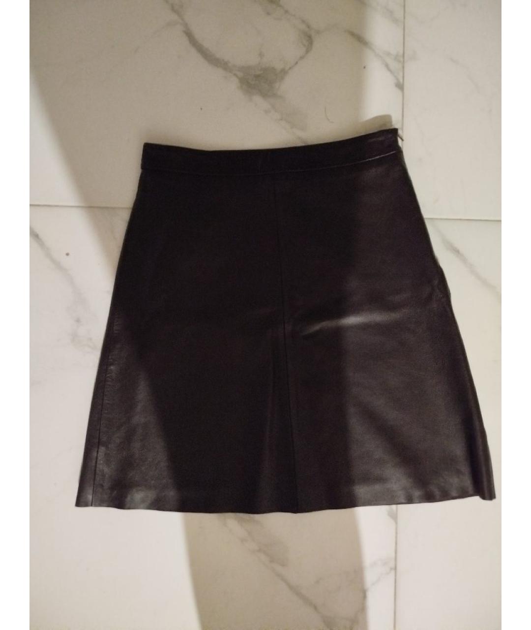 WEEKEND MAX MARA Коричневая кожаная юбка мини, фото 7