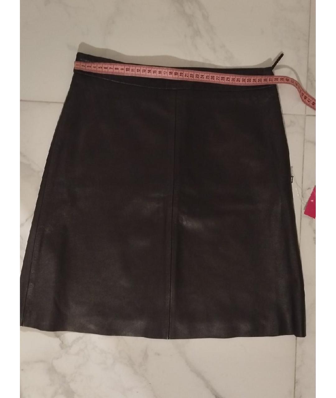 WEEKEND MAX MARA Коричневая кожаная юбка мини, фото 7