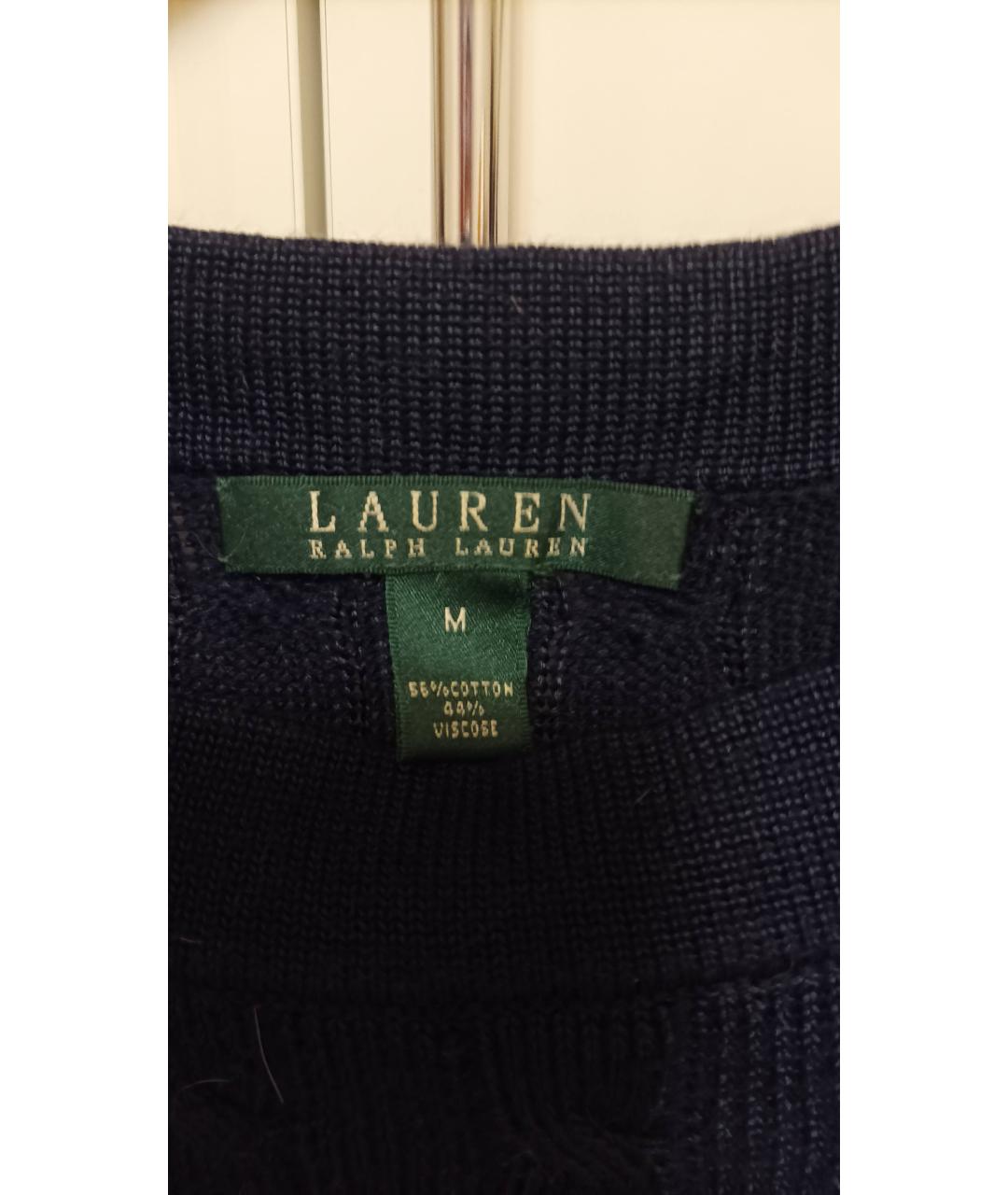 RALPH LAUREN Темно-синий хлопковый джемпер / свитер, фото 3