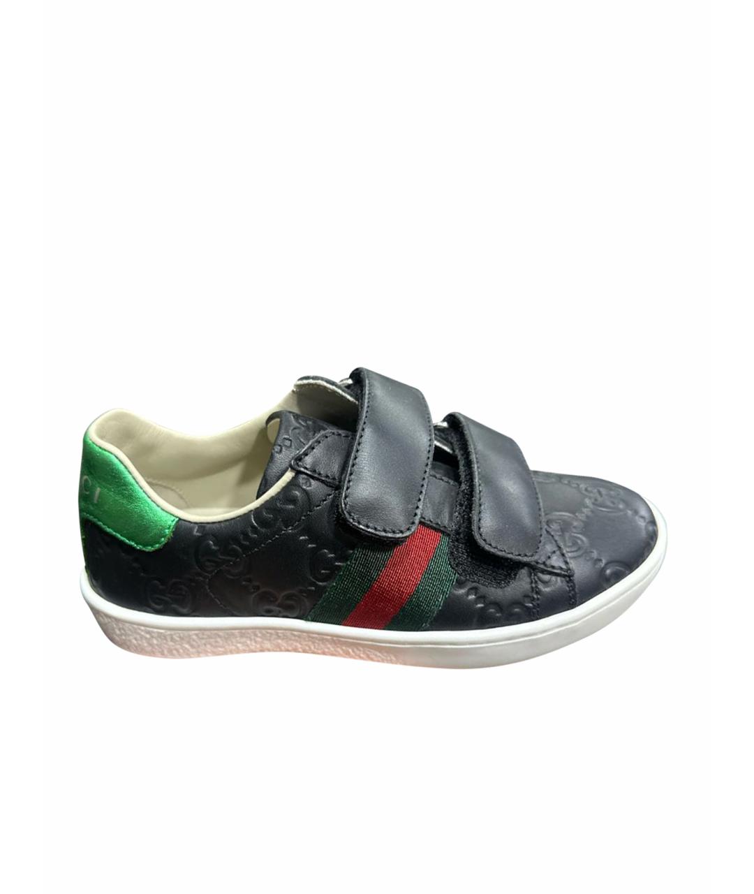 GUCCI KIDS Черные кожаные кеды, фото 1