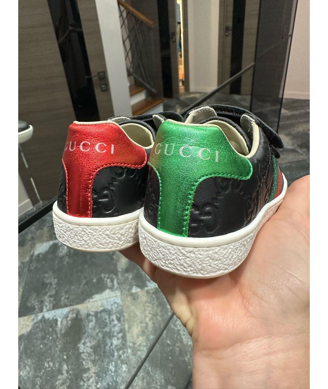 GUCCI KIDS Черные кожаные кеды, фото 3