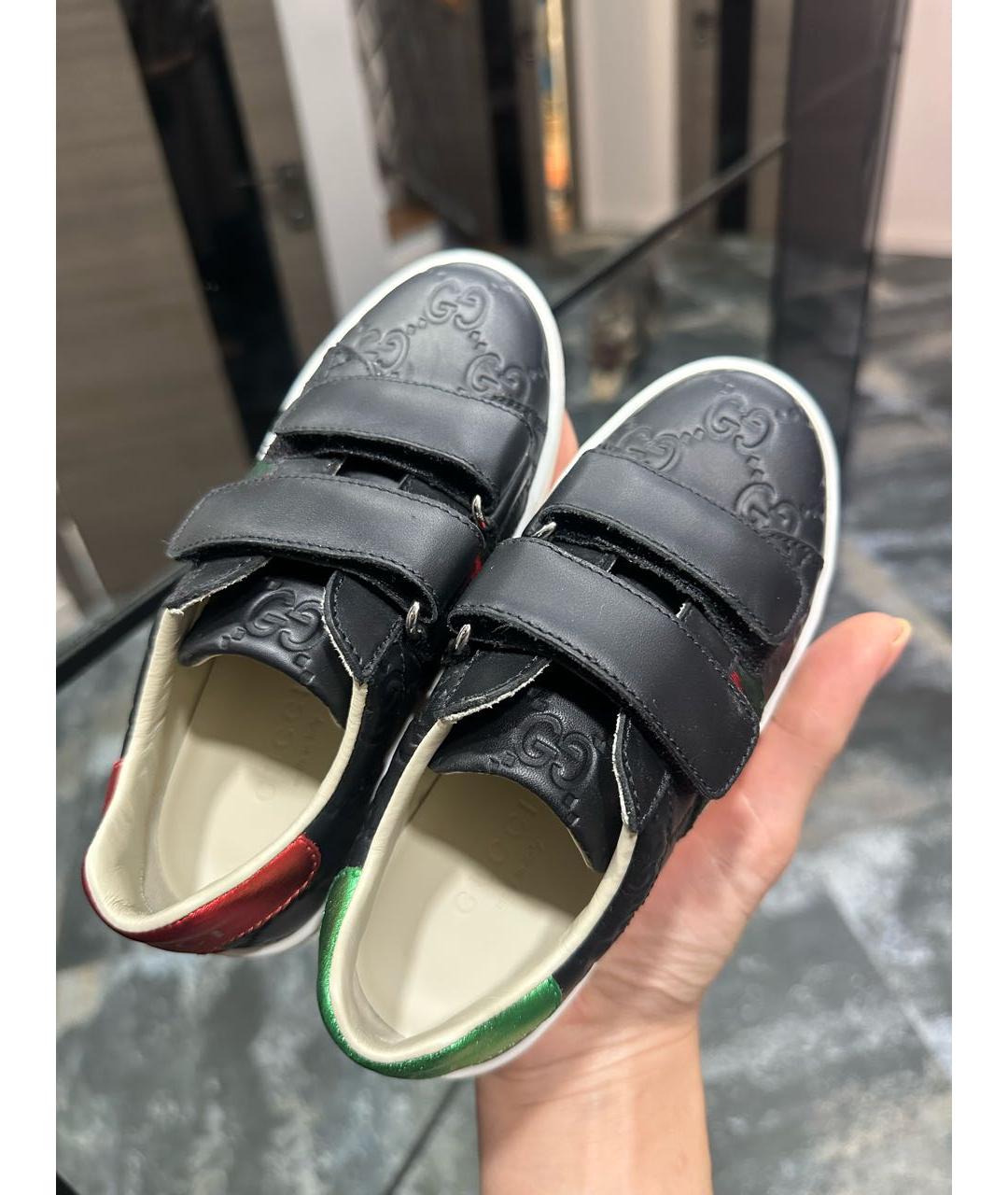 GUCCI KIDS Черные кожаные кеды, фото 2