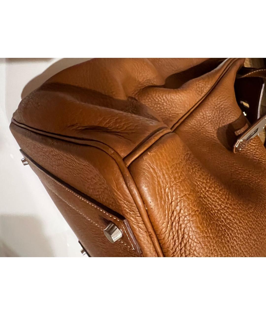 HERMES Оранжевая кожаная дорожная/спортивная сумка, фото 7