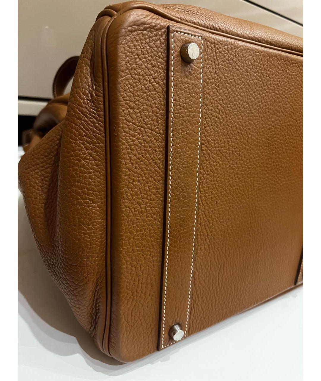 HERMES Оранжевая кожаная дорожная/спортивная сумка, фото 5
