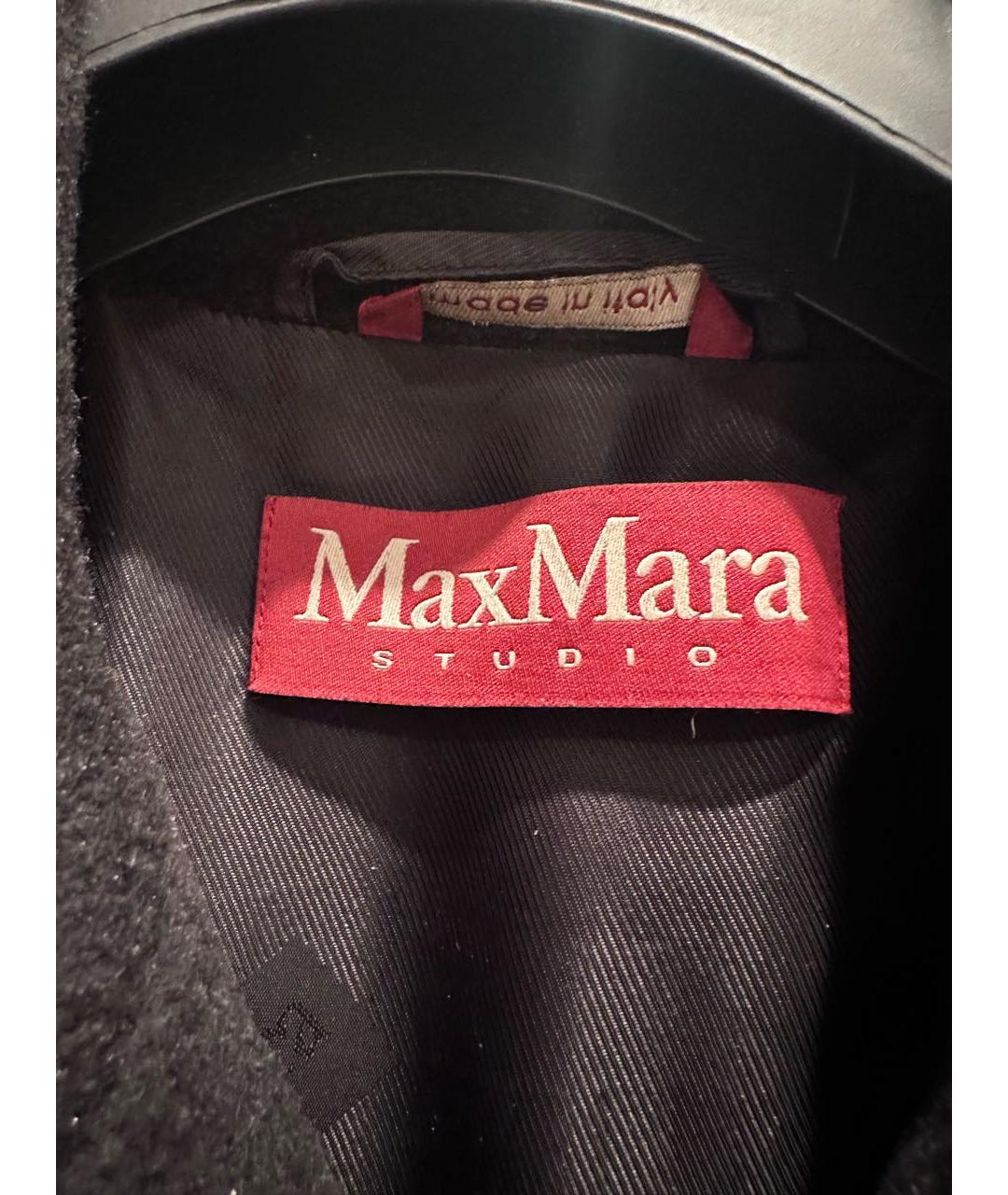 MAX MARA STUDIO Черное шерстяное пальто, фото 3