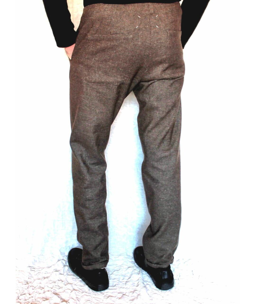 MAISON MARGIELA Коричневые шерстяные брюки чинос, фото 2
