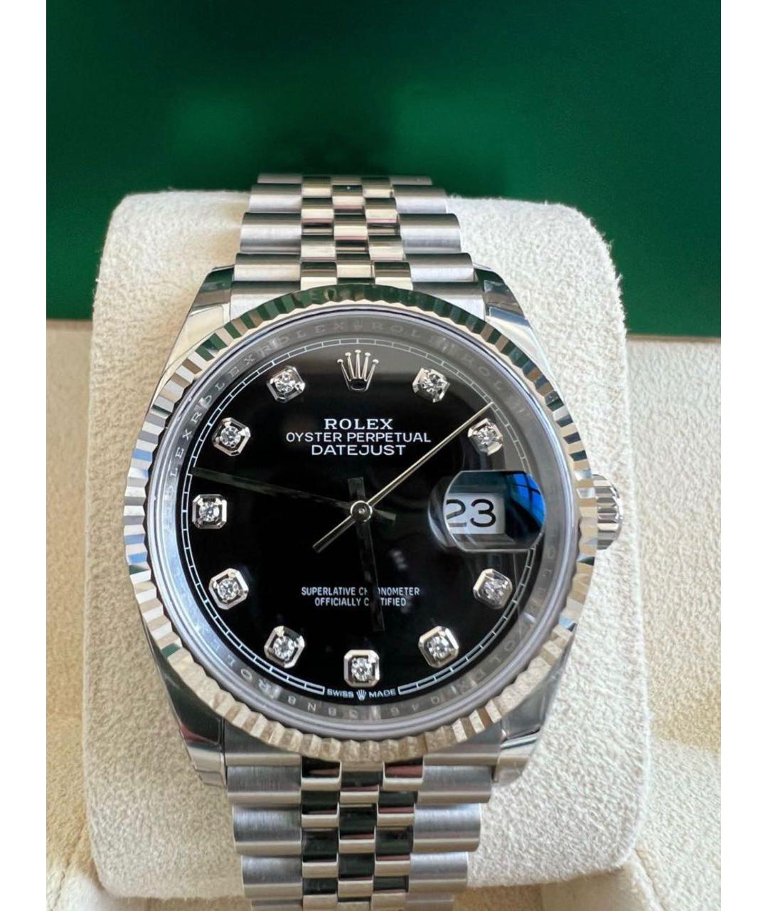 ROLEX Черные часы из белого золота, фото 2