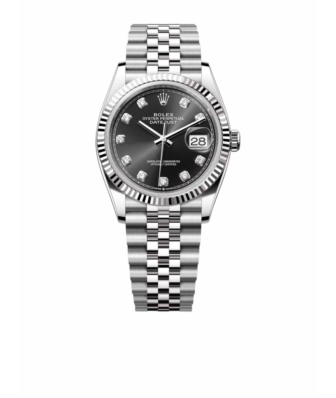 ROLEX Черные часы из белого золота, фото 1