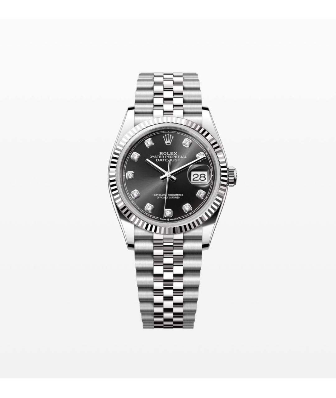 ROLEX Черные часы из белого золота, фото 3