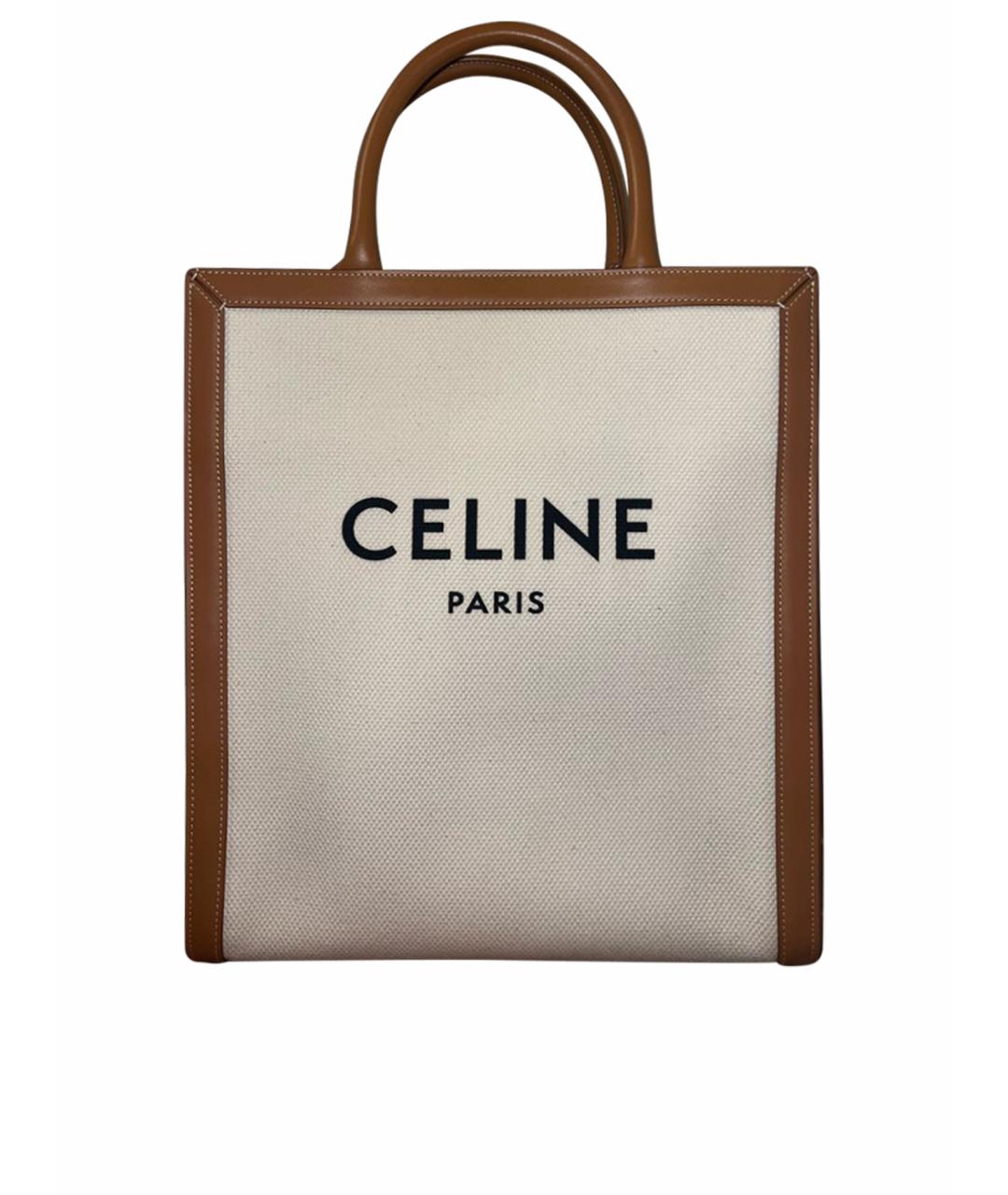 CELINE Бежевая кожаная сумка тоут, фото 1