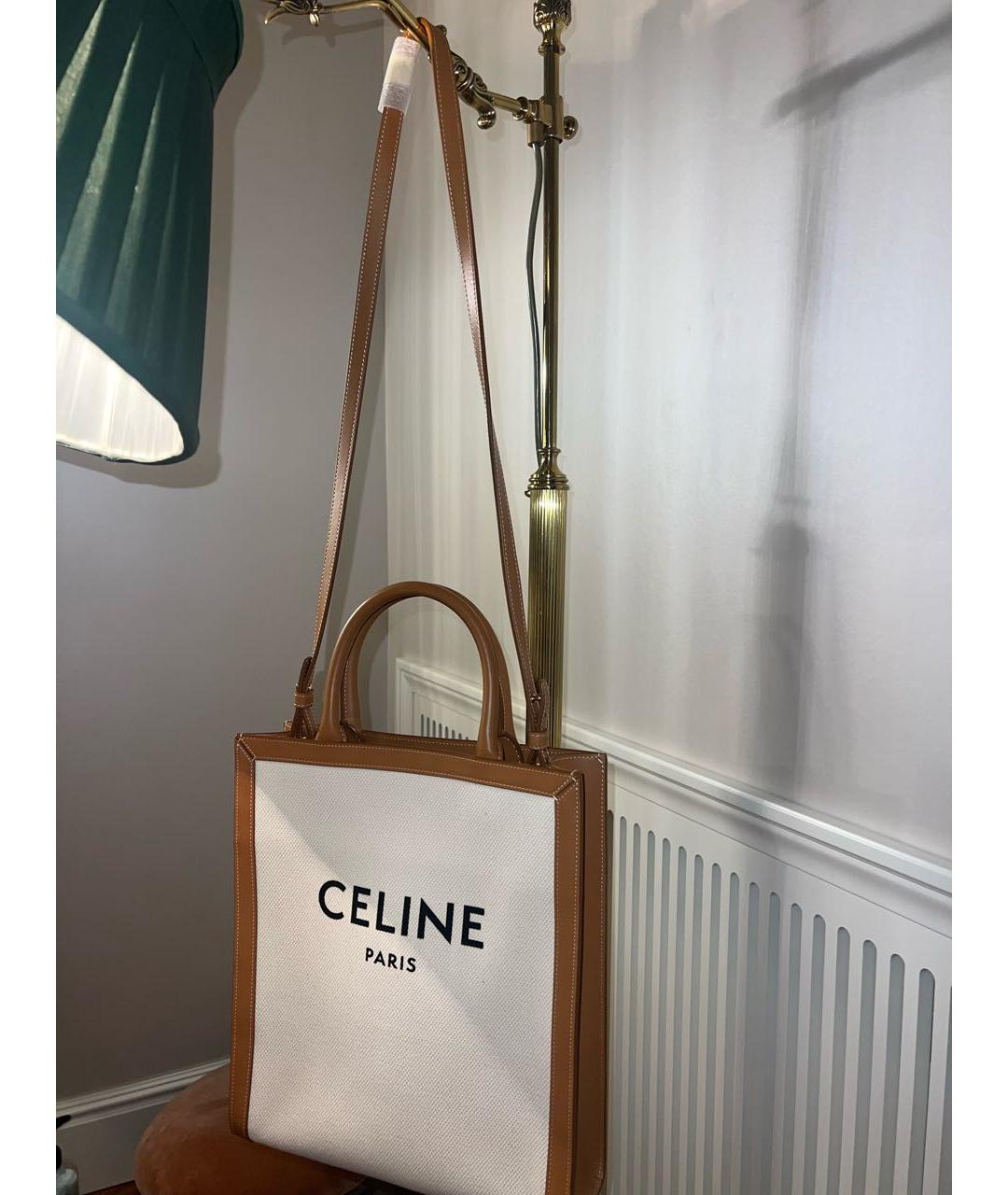 CELINE Бежевая кожаная сумка тоут, фото 5