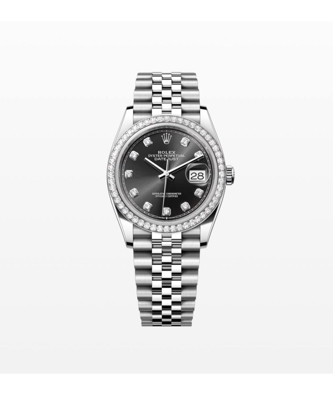 ROLEX Черные часы из белого золота, фото 3