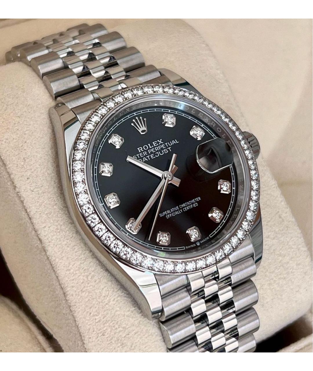 ROLEX Черные часы из белого золота, фото 2
