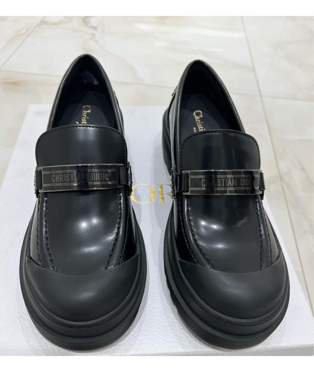 CHRISTIAN DIOR Черные кожаные лоферы, фото 2