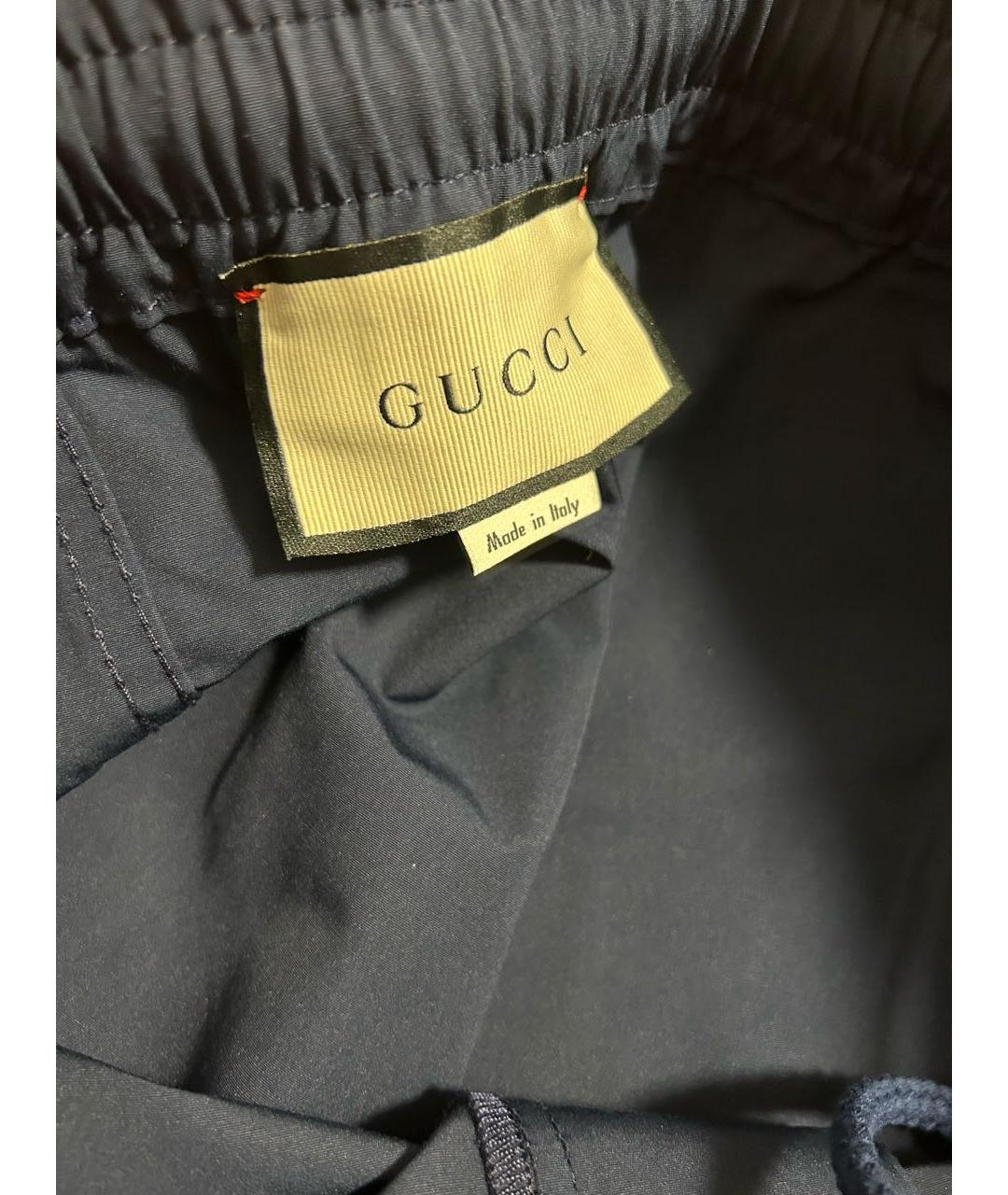 GUCCI Темно-синие полиэстеровые брюки чинос, фото 3