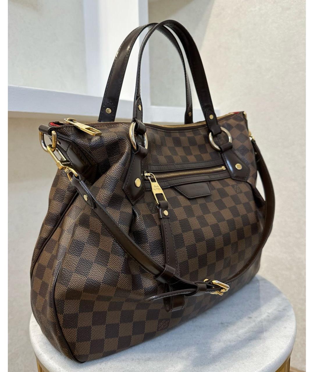 LOUIS VUITTON Коричневая кожаная сумка с короткими ручками, фото 6