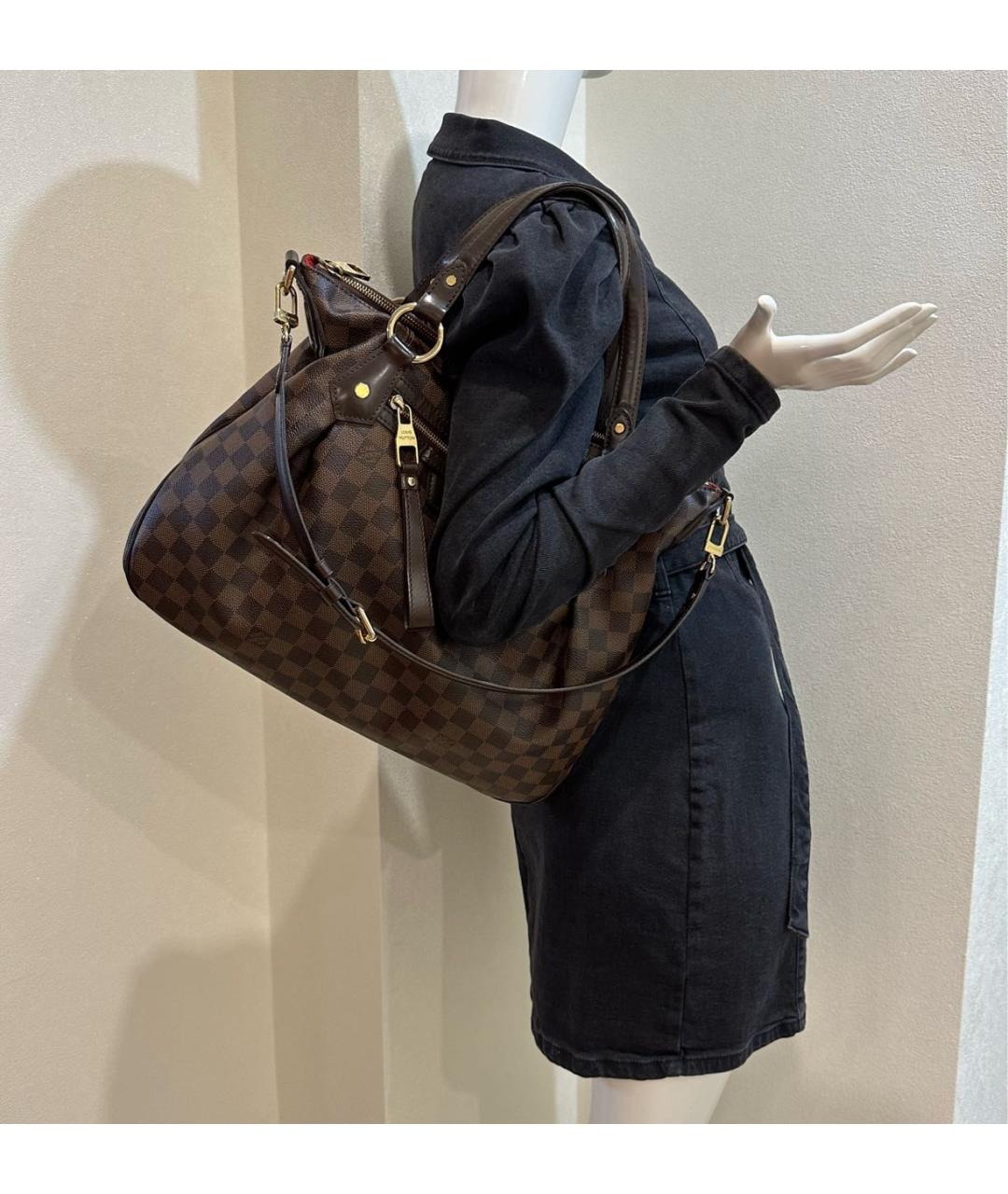 LOUIS VUITTON Коричневая кожаная сумка с короткими ручками, фото 5