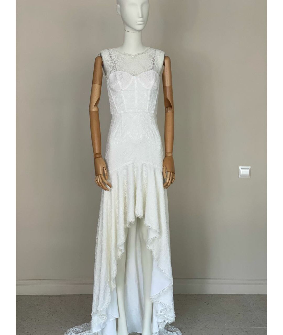BCBG MAXAZRIA Белое кружевное свадебное платье, фото 7