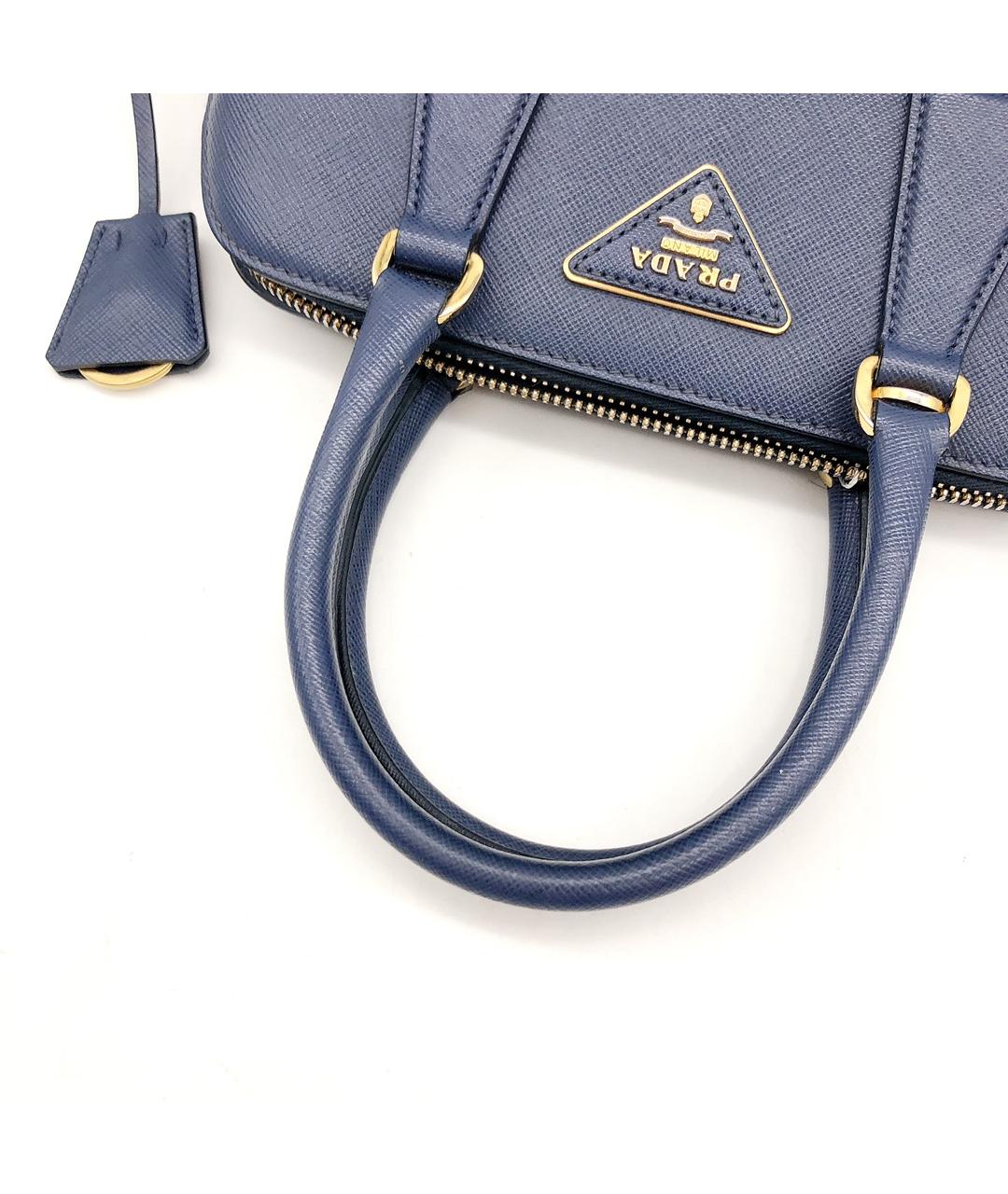 PRADA Темно-синяя кожаная сумка с короткими ручками, фото 7