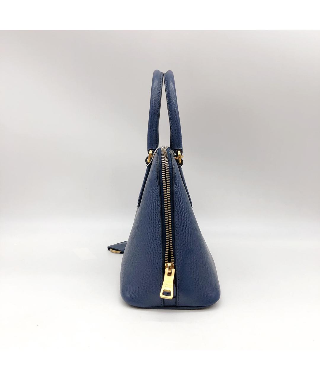 PRADA Темно-синяя кожаная сумка с короткими ручками, фото 8