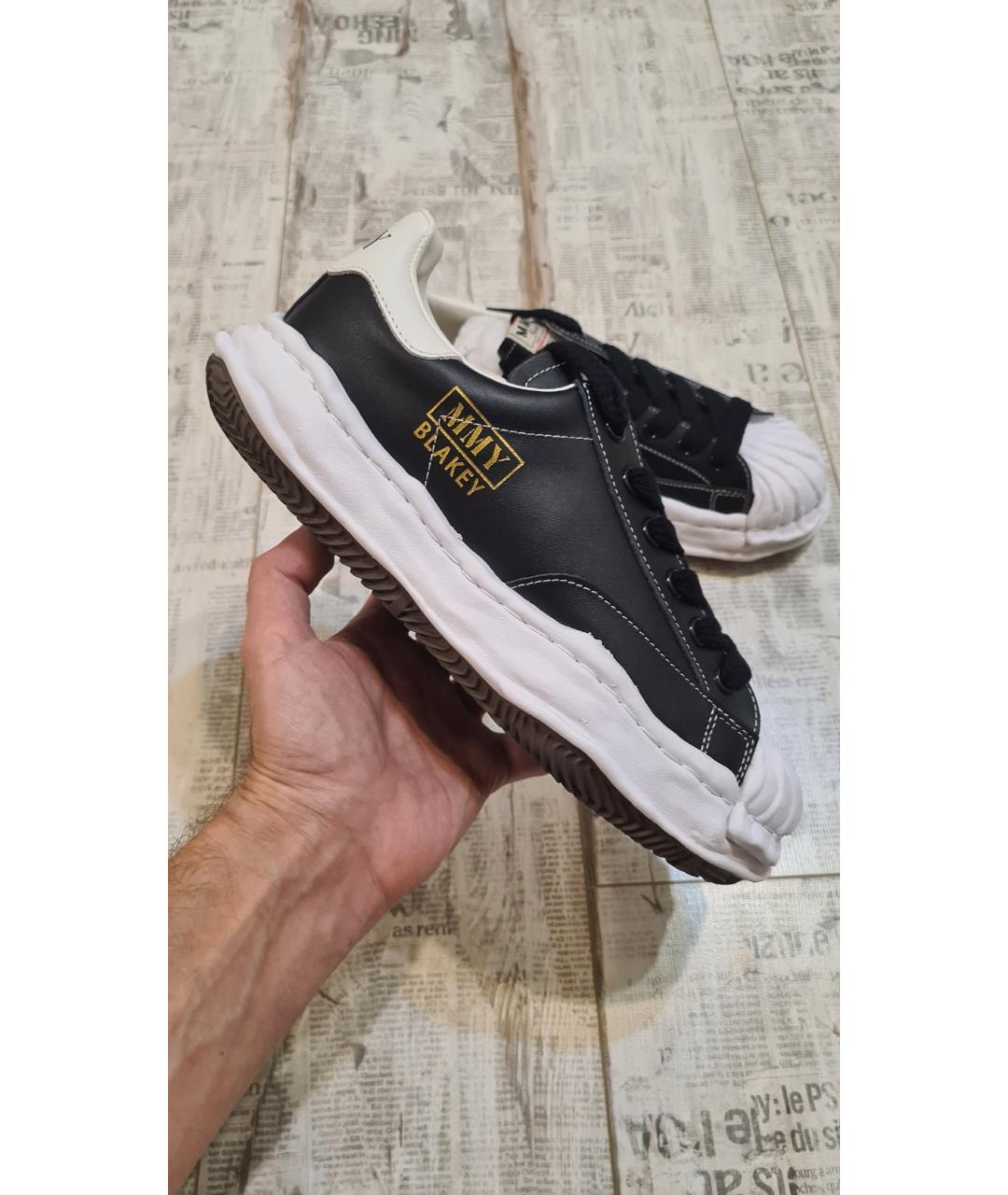 MAISON MIHARA YASUHIRO Черные кожаные низкие кроссовки / кеды, фото 4