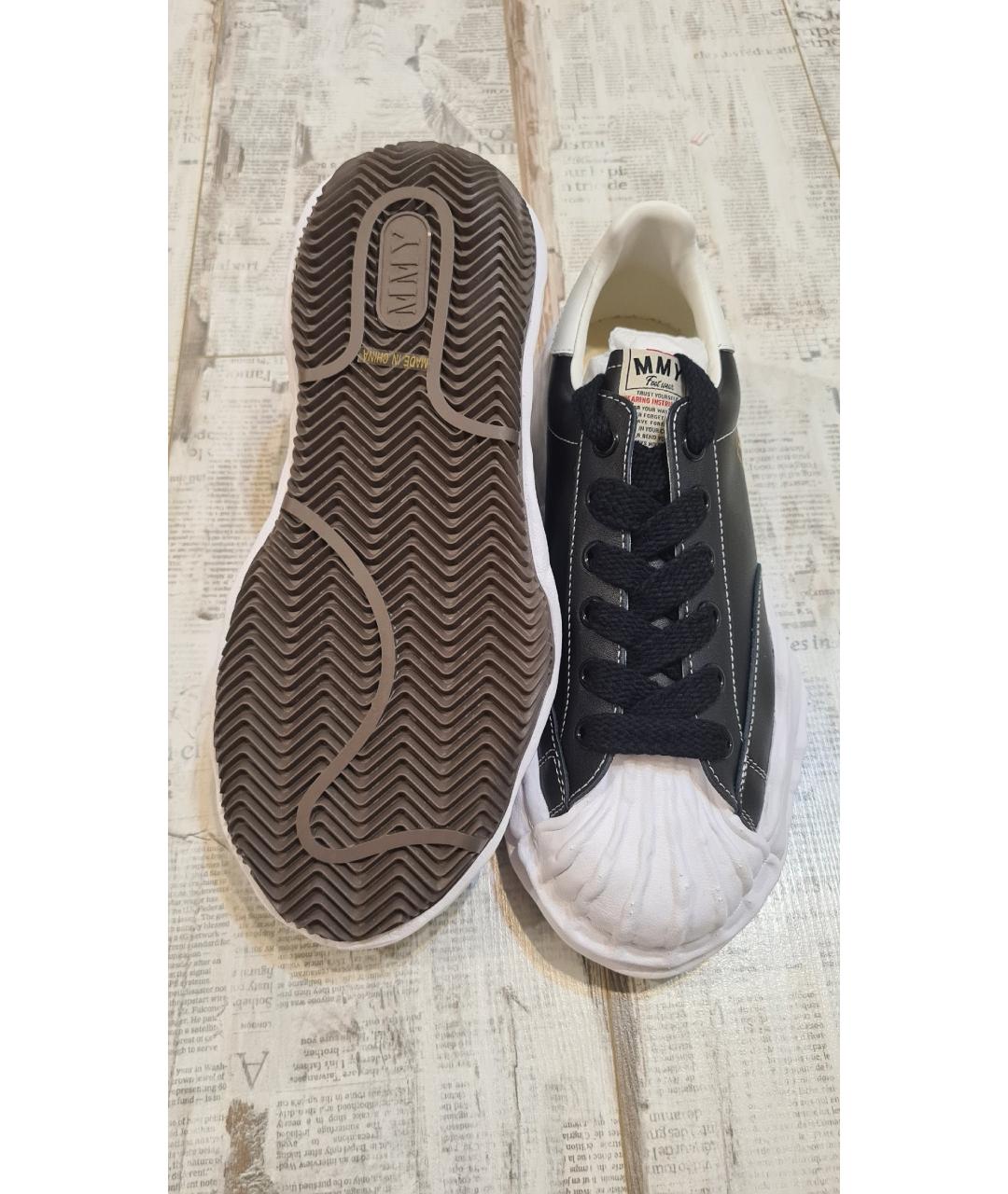 MAISON MIHARA YASUHIRO Черные кожаные низкие кроссовки / кеды, фото 6