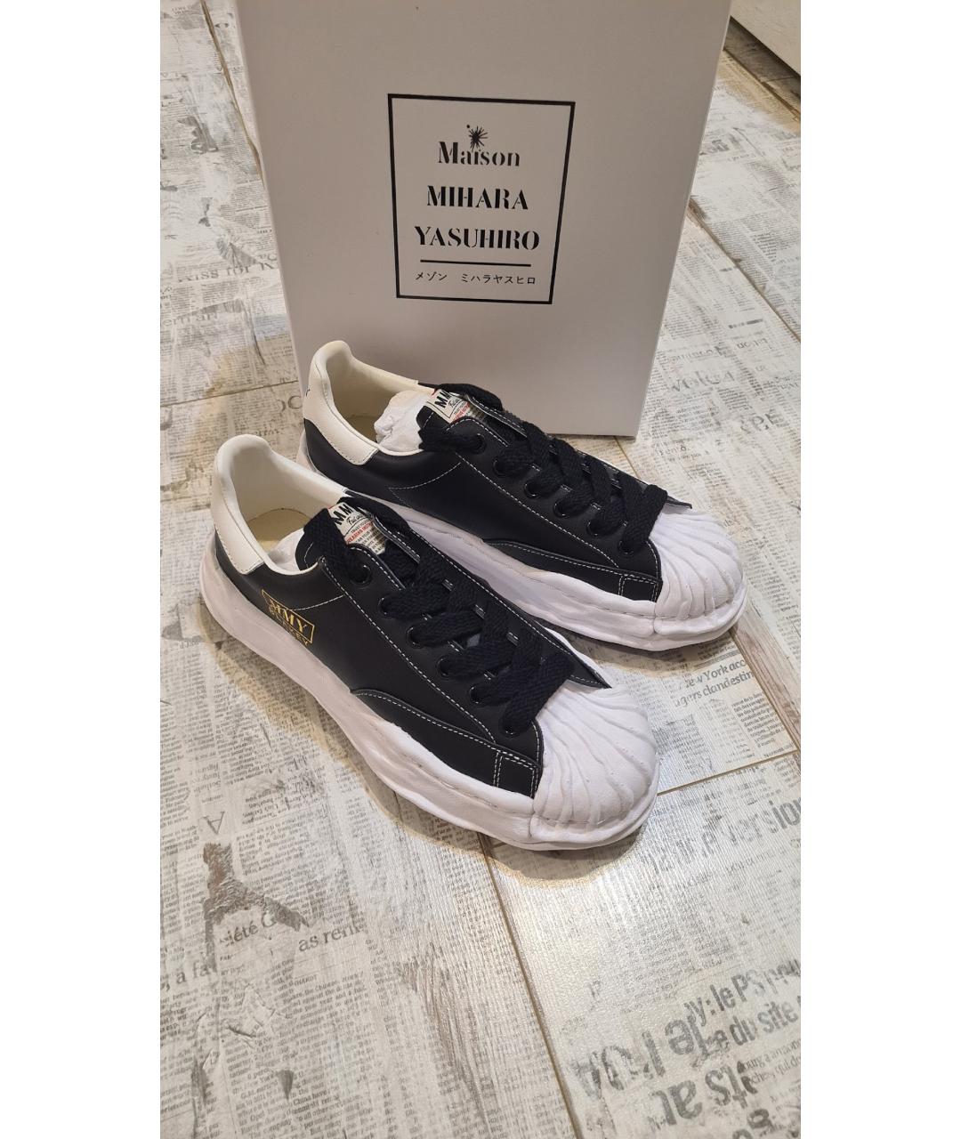 MAISON MIHARA YASUHIRO Черные кожаные низкие кроссовки / кеды, фото 3