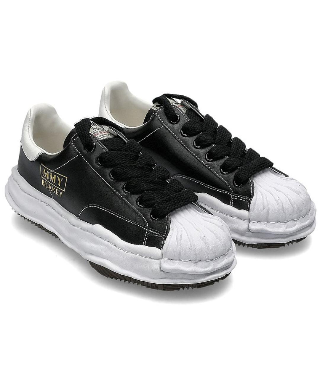 MAISON MIHARA YASUHIRO Черные кожаные низкие кроссовки / кеды, фото 2