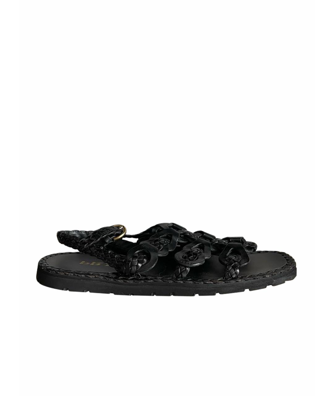 PRADA Черные кожаные сандалии, фото 1