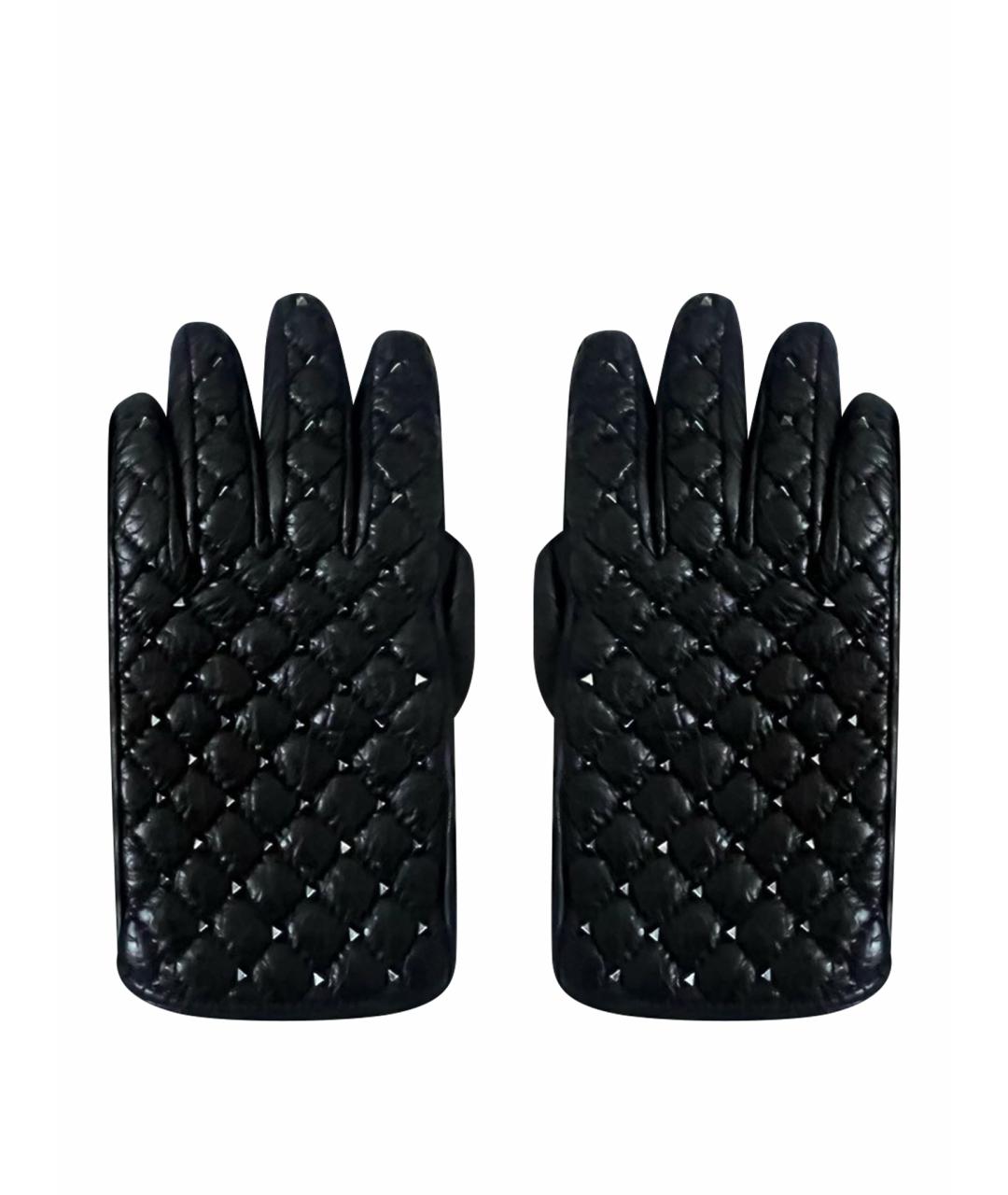 VALENTINO Черные кожаные перчатки, фото 1