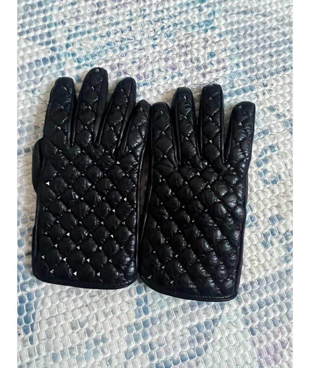 VALENTINO Черные кожаные перчатки, фото 9