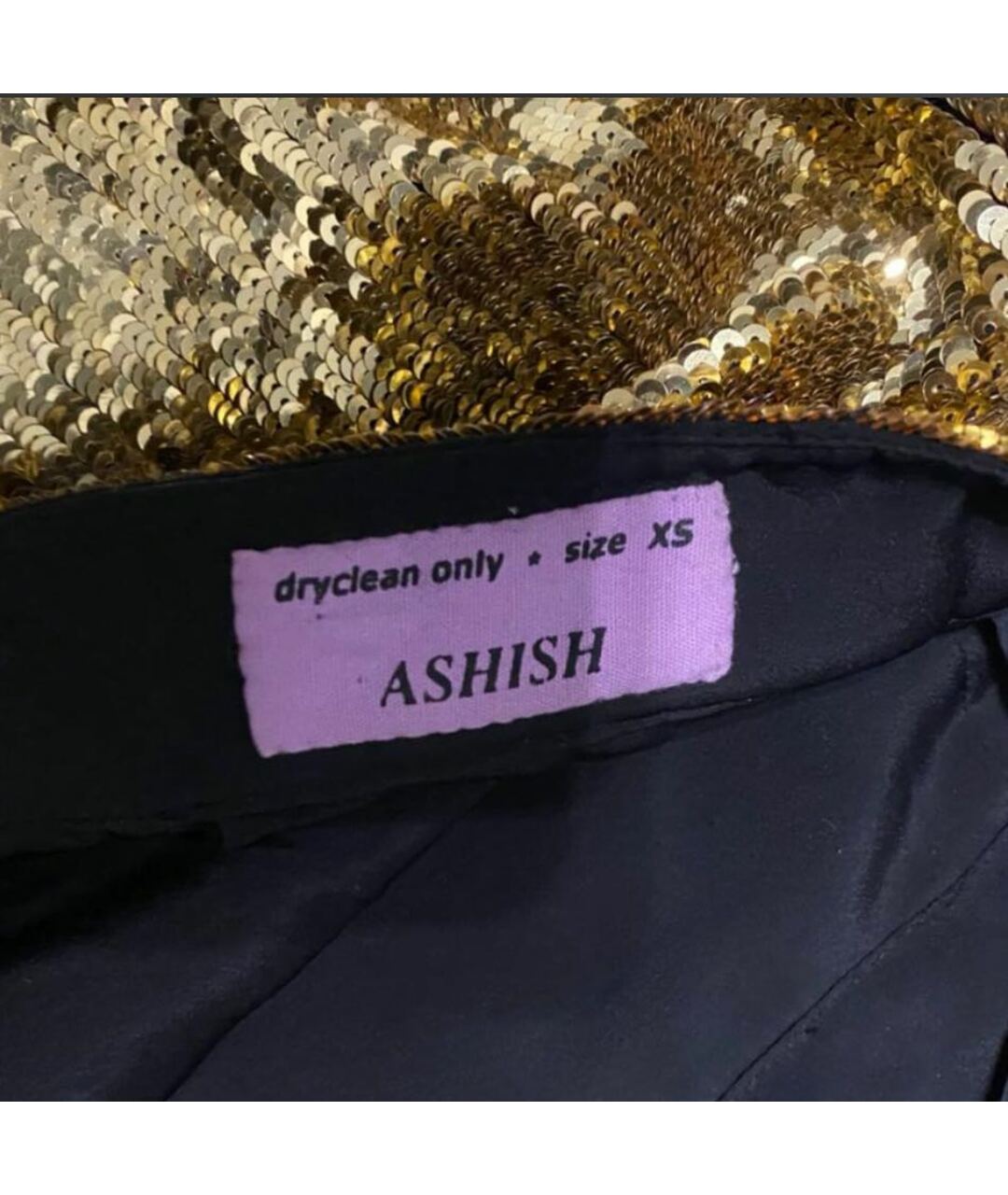 ASHISH Золотая юбка мини, фото 3