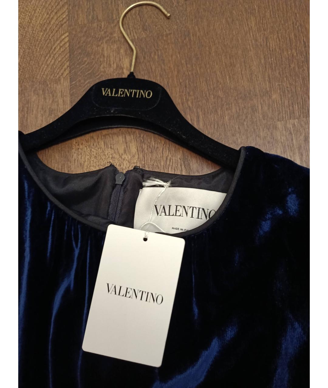VALENTINO Темно-синее бархатное платье, фото 3