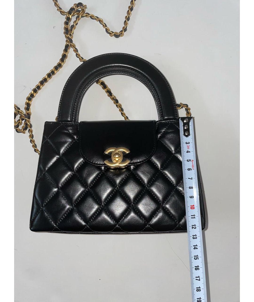 CHANEL Черная кожаная сумка с короткими ручками, фото 7