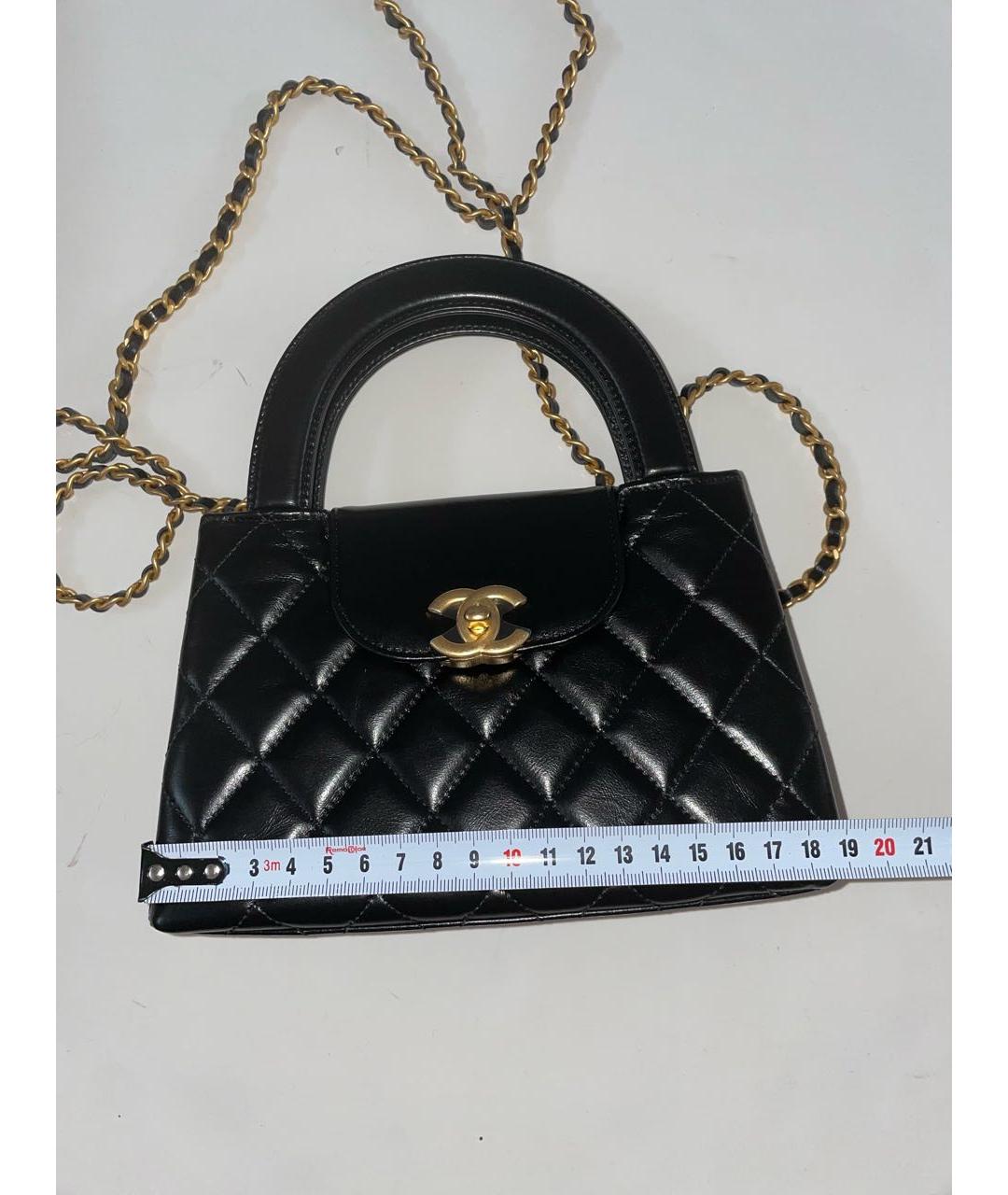 CHANEL Черная кожаная сумка с короткими ручками, фото 6