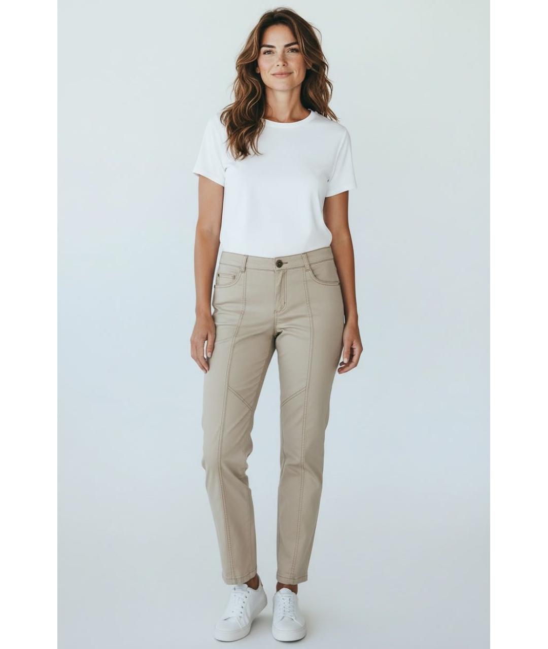 ESCADA Бежевые хлопко-эластановые брюки узкие, фото 7