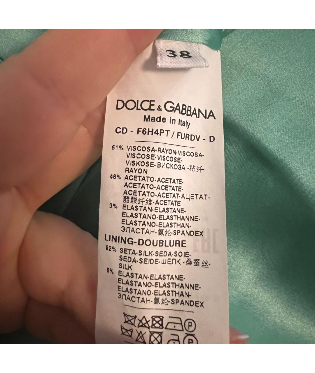 DOLCE&GABBANA Зеленые коктейльное платье, фото 5