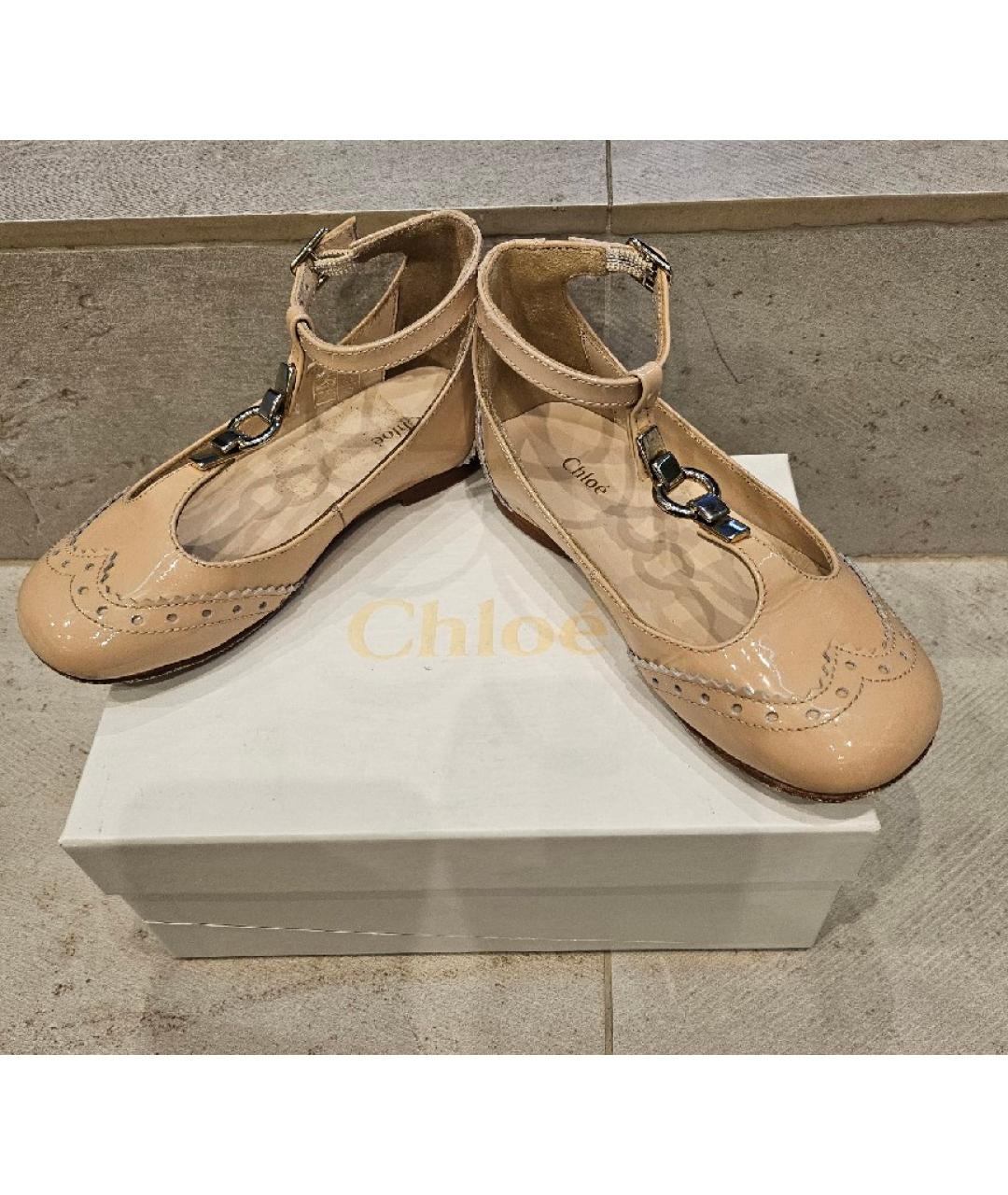 CHLOE KIDS Бежевые балетки и туфли из лакированной кожи, фото 2
