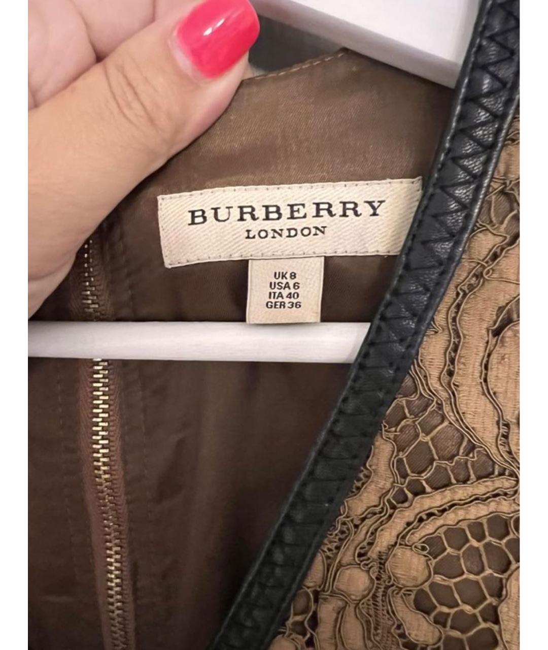 BURBERRY Горчичное хлопко-эластановое повседневное платье, фото 3