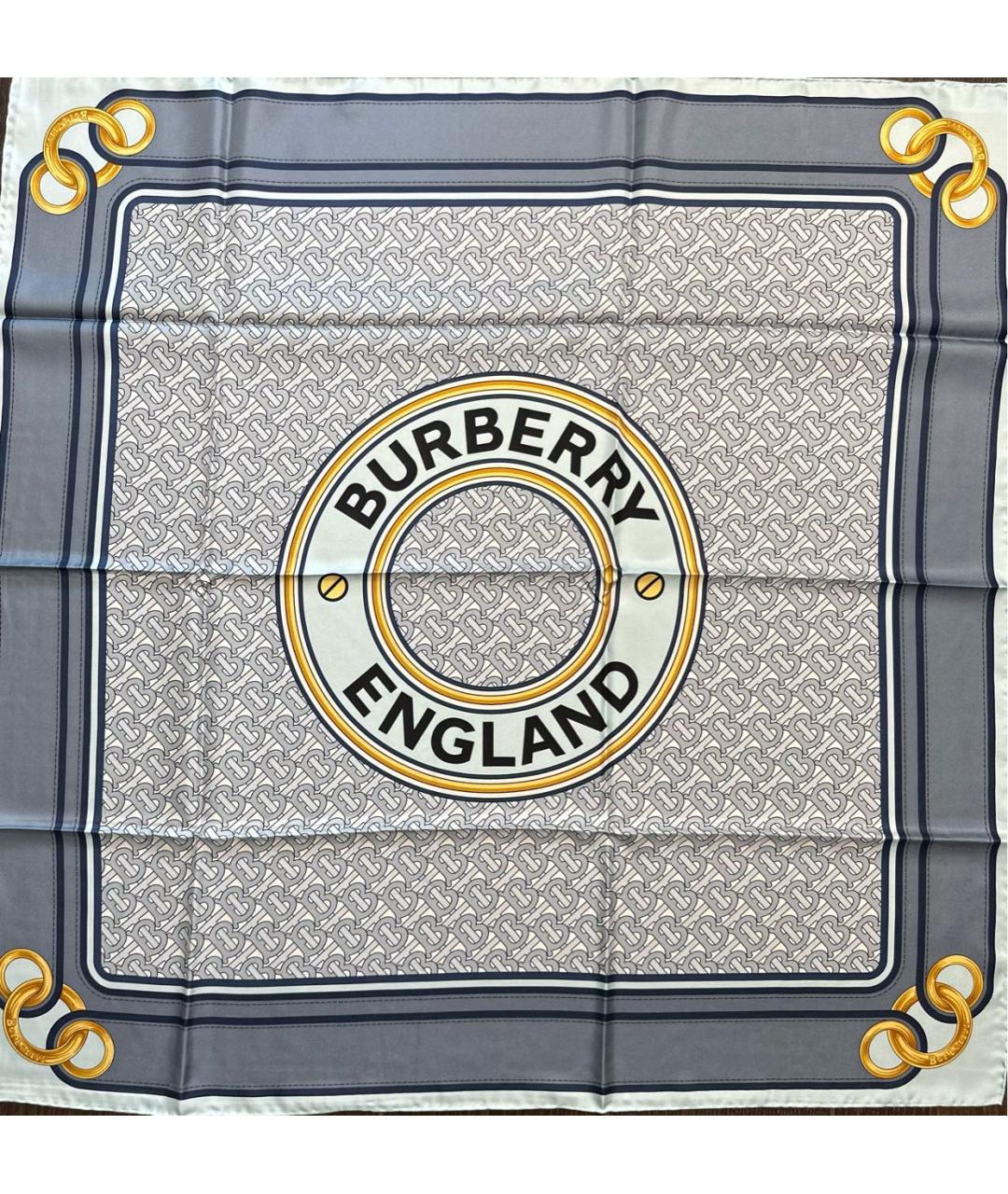 BURBERRY Голубой шелковый платок, фото 8