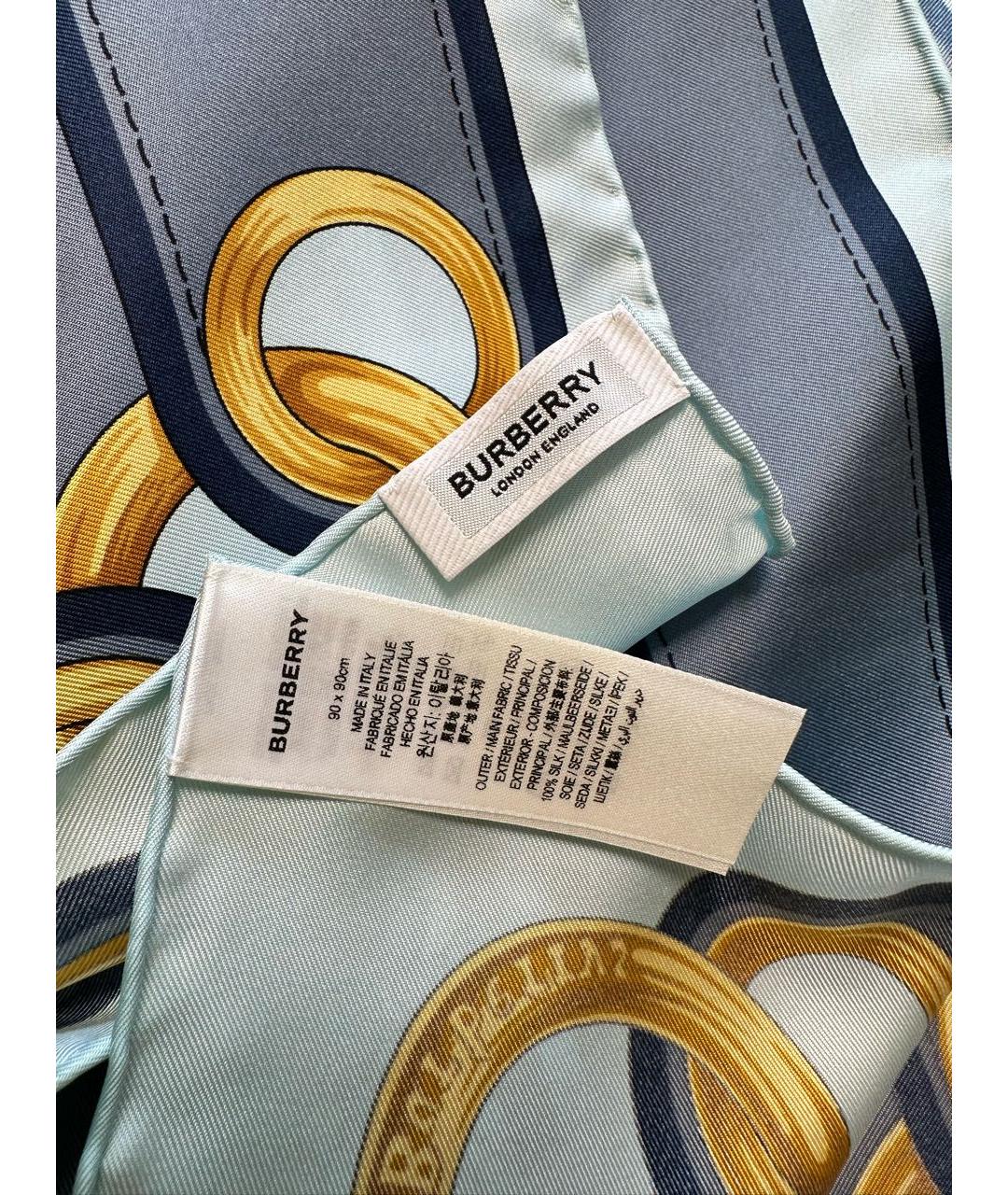 BURBERRY Голубой шелковый платок, фото 4