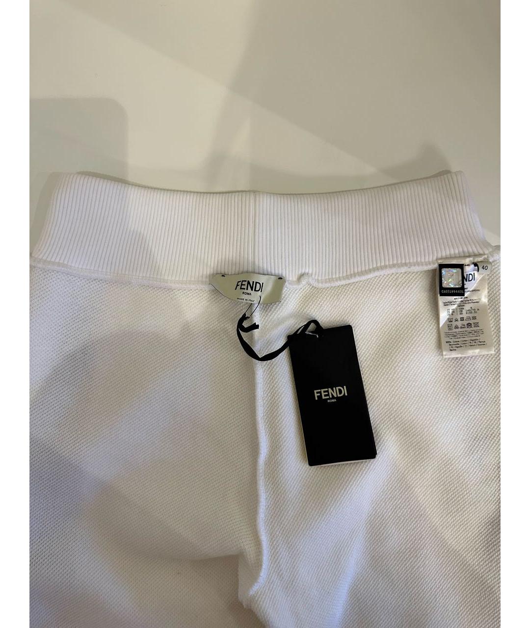 FENDI Белые хлопковые брюки узкие, фото 3