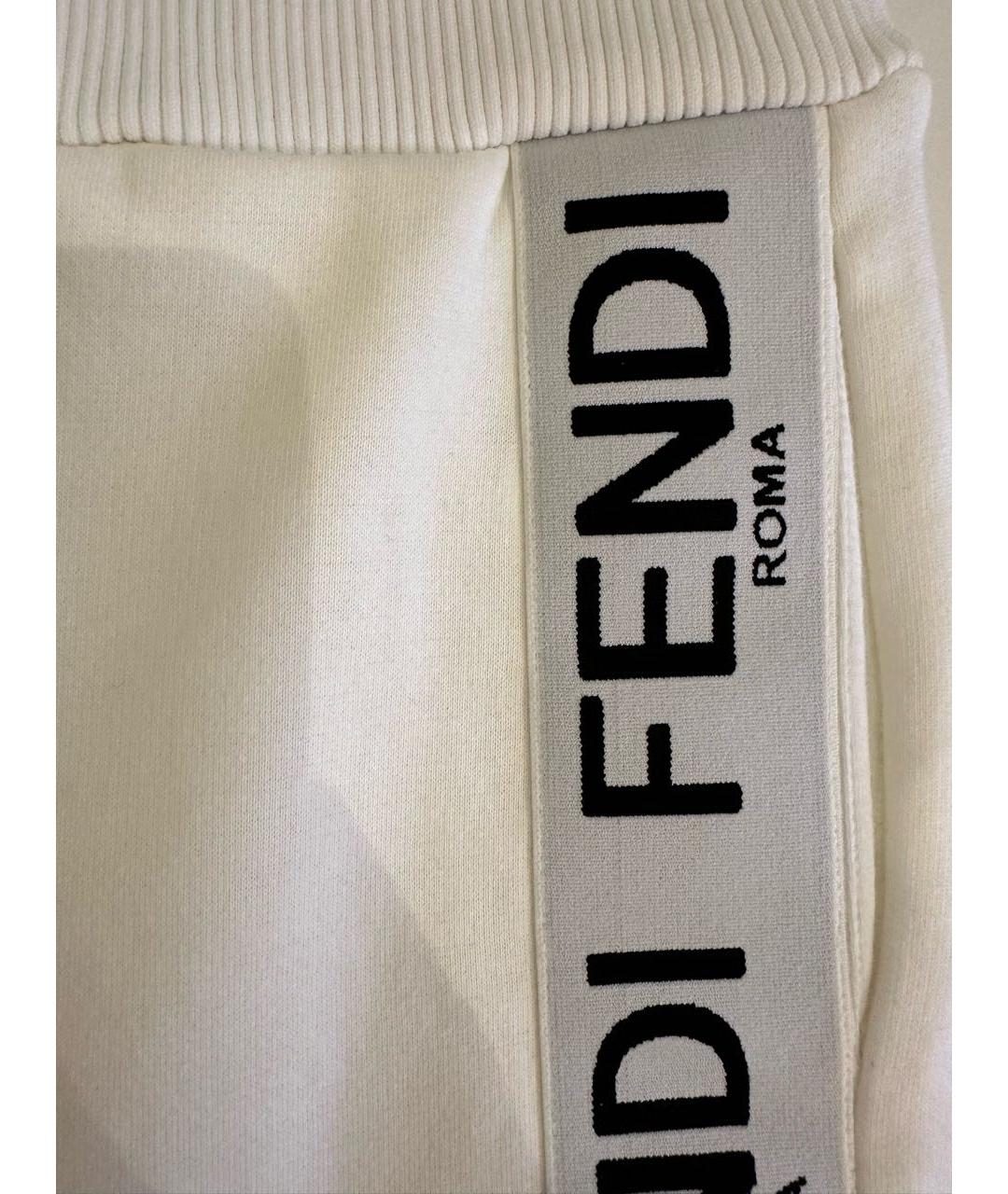FENDI Белые хлопковые брюки узкие, фото 5