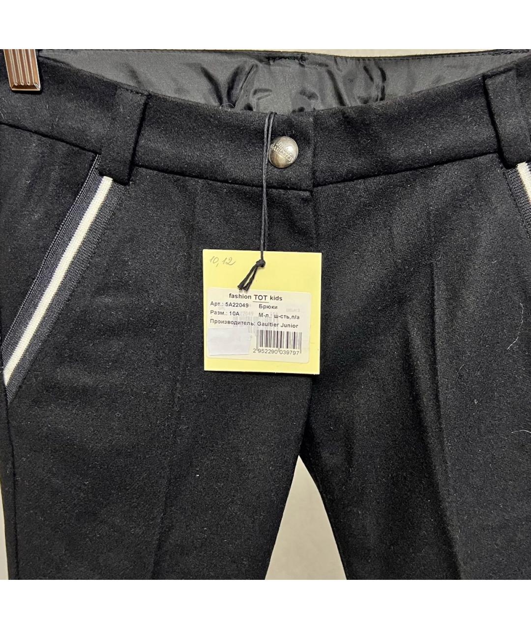 JUNIOR GAULTIER Черные шерстяные брюки и шорты, фото 3