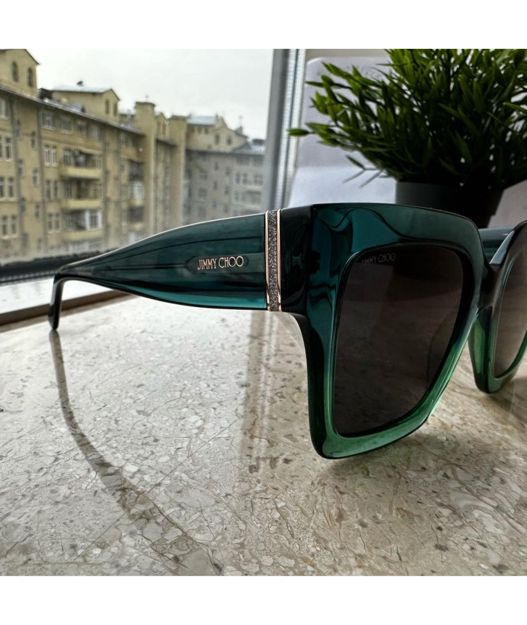 JIMMY CHOO Зеленые пластиковые солнцезащитные очки, фото 3